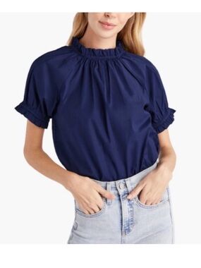 Hill house the kit top puff sleeve babydoll size small navy blue